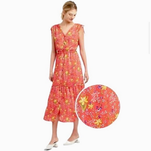 GAP Coral Floral‎ Midi Dress size Small